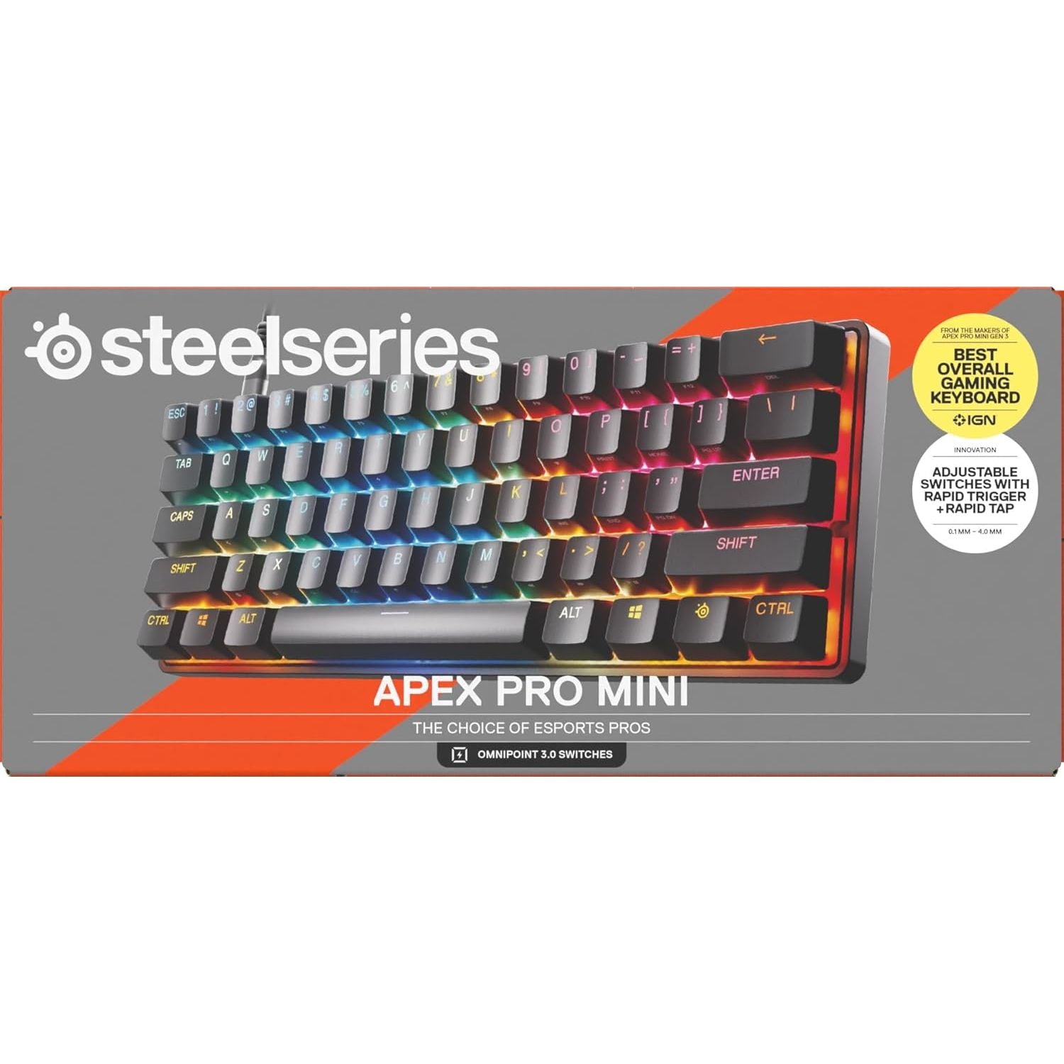 Buy SteelSeries,SteelSeries Apex Pro Mini Gen 3 – 60% Gaming Keyboard – Fully Adjustable Hall Effect Switches – English QWERTY Layout - Gadcet UK | UK | London | Scotland | Wales| Near Me | Cheap | Pay In 3 | Keyboards